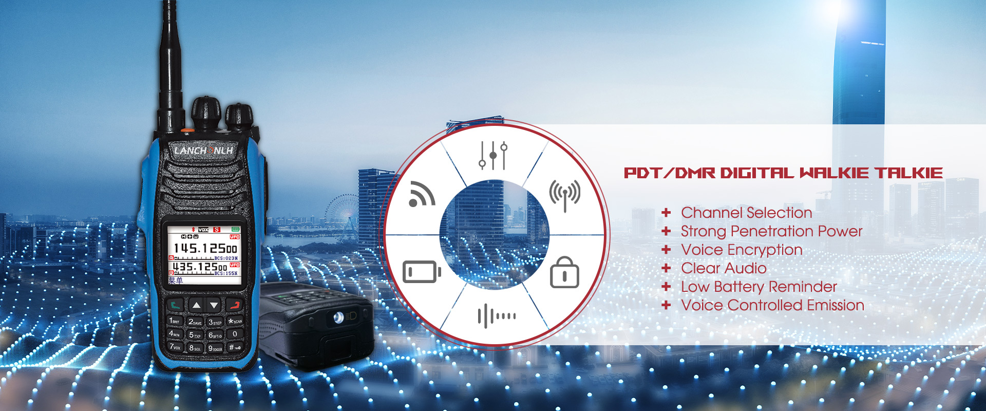 Walkie Talkie Digiteach Ardchaighdeáin PDT/DMR
